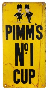 TRAMWAYS tin lithograph vintage sign "PIMS No. 1 CUP" mid 20th century, ​​​​​​​61 x 30cm