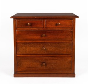 An antique Australian cedar apprentice chest of five drawers, 19th/20th century, 46cm high, 48cm wide, 25cm deep