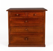 An antique Australian cedar apprentice chest of five drawers, 19th/20th century, 46cm high, 48cm wide, 25cm deep