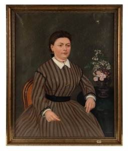 ARTIST UNKNOWN, (Colonial portrait of a lady), oil on canvas, signed lower right (illegible) and dated 1892(?), ​​​​​​​77 x 61cm, 87 x 70cm overall