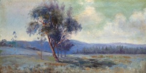 AUSTRALIAN SCHOOL, (landscape with tree), oil on canvas, 31 x 62cm, 57 x 88cm overall