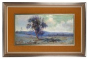 AUSTRALIAN SCHOOL, (landscape with tree), oil on canvas, 31 x 62cm, 57 x 88cm overall - 2