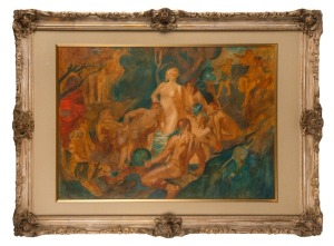 ARTIST UNKNOWN, nude figures, watercolour, signed lower left (illegible), ​​​​​​​50 x 70cm, 72 x 96cm overall