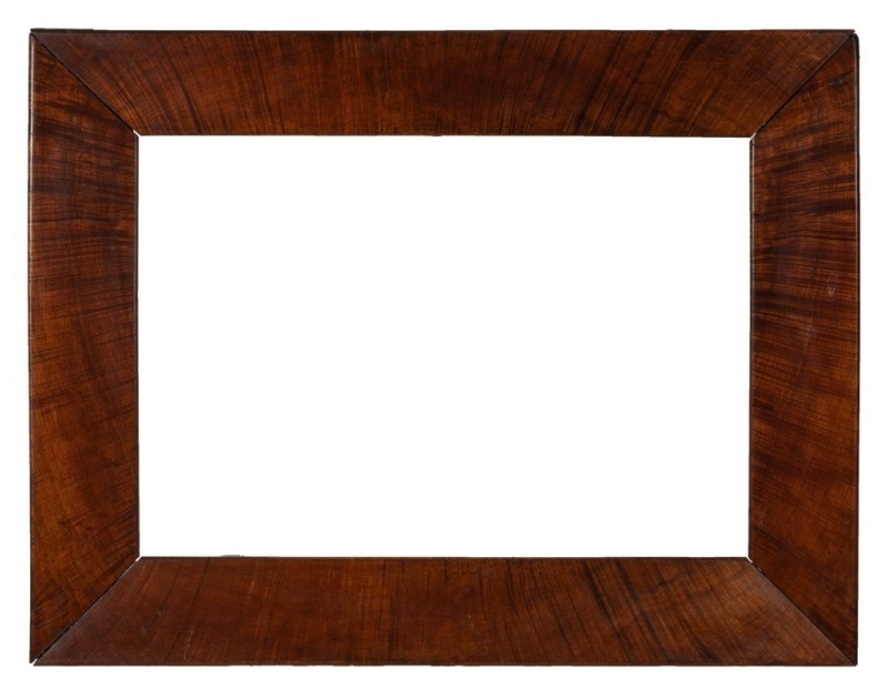 An impressive antique Colonial Australian picture frame made from solid slabs of fiddleback blackwood, Tasmanian origin, circa 1850, 83 x 63cm, internal 63 x 44cm