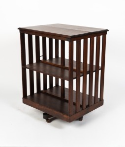 An antique Australian revolving library bookstand, blackwood and cedar, circa 1900, 91cm high, 68cm wide, 56cm deep