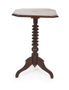 A Colonial Australian cedar wine table with bobbin turned column, South Australian origin, 19th century, 74cm high, 47cm wide, 44cm deep