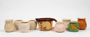 MELROSE WARE nine assorted unglazed, unfinished or hand-painted examples, the largest 10.5cm high