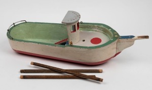 An Australian folk art hand-painted timber model boat, 20th century, 70cm long