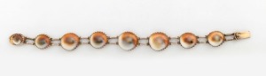 BARKLAY BROS antique 9ct gold bracelet, set with eight operculum shells, stamped "B. Bros 9ct", 19th century 19cm long, 22.6grams total