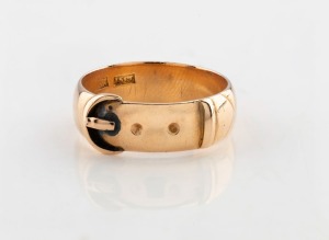 LEVINSON of Perth antique Australia 15ct gold buckle ring, circa 1900, 5.7 grams