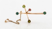 An antique Australian "Southern Cross" 9ct gold brooch, set with coloured stones, early 20th century, engraved "Brisbane 1905-1909", 4.5cm wide, 4.8 grams&nbsp;