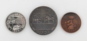 VICTORIAN CENTENARY: "MELBOURNE CENTENARY ROYAL SHOW, 1934" medal, silvered bronze, by Stokes, 54mm, superb condition in box of issue. Together with 1965 The Royal Australian Mint / 1966 Decimal Currency medals in bronze and in silver, both in boxes of is - 2