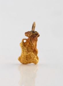 A natural Australian gold nugget to which a suspension ring has been added; stamped "ABC GOLD"; weighs 6.69gms.