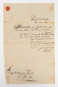 THE PRINCIPAL SUPERINTENDENT AT LAUNCESTON REPORTS ON TWO ABSCONDERS - December 1825. 23rd Dec.1825 letter from John Lakeland, Superintendent at Launceston, to A.W. H. Humphrey, Superintendent of Police advising that two prisoners - Michael Moven and Jame