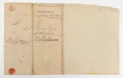 THE PRINCIPAL SUPERINTENDENT AT LAUNCESTON REPORTS ON TWO ABSCONDERS - December 1825. 23rd Dec.1825 letter from John Lakeland, Superintendent at Launceston, to A.W. H. Humphrey, Superintendent of Police advising that two prisoners - Michael Moven and Jame - 2
