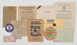 A tin of assorted vintage postcards and ephemera, inspection will reward, (qty)