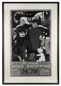 VICTORIAN RAILWAYS TRAVEL POSTER: "DO YOUR XMAS SHOPPING NOW", Vintage photographic reproduction from original glass-plate negative in the P. T. C. Collection, circa 1970, Matted and framed 89 x 54cm (visible); overall 109 x 75cm.