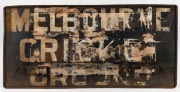 TRAMWAYS group of five assorted vintage metal destination signs: I.) IVERS ST, PARKVILLE, II.) SPENCER STREET (double sided) MELBOURNE CRICKET GROUND, III.) BLOCK CAR, IV.) TOORAK, V.) NOT CARRYING PASSENGERS, ​​​​​​​the largest 28 x 59cm - 3