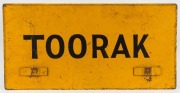 TRAMWAYS group of five assorted vintage metal destination signs: I.) IVERS ST, PARKVILLE, II.) SPENCER STREET (double sided) MELBOURNE CRICKET GROUND, III.) BLOCK CAR, IV.) TOORAK, V.) NOT CARRYING PASSENGERS, ​​​​​​​the largest 28 x 59cm - 5