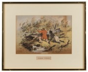 SAMUEL THOMAS GILL (1818-1880), six assorted views from "The Australian Sketch Book" (1865): I.) The Duiff Children (Aug. 20. 1864), II.) Kangaroo Stalking, III.) Cattle Branding, IV.) Bush Funeral, V.) Native Sepulchre, VI.) Night Camp, coloured lithogra - 2