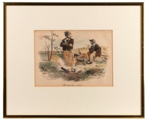 SAMUEL THOMAS GILL (1818-1880), four assorted views: I.) Diggers Licensing, Forrest Creek, II.) Spring Hill From Road To Government Camp, Creswick Camp, III.) Mounted Police Gold Escort Guard Mt Alexander, IV.) The Mid-Day Repast, engravings and lithograp