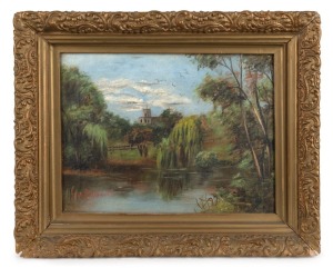 ARTIST UNKNOWN, (19th century), Government House, Melbourne. oil on canvas, signed lower left (illegible), 22 x 29cm, 32 x 40cm overall