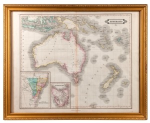 AUSTRALIA hand-coloured steel engraved map, including New Zealand, inserts of Van Diemen's Land and the Colony of New South Wales, published by D. Lizars of Edinburgh, 19th century, 44 x 54cm, 50 x 62cm overall