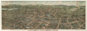 "VIEW OF BALLAARAT, VICTORIA, AUSTRALIA. 1887" colour lithograph panoramic view of Ballarat, attractively framed and mounted, 53 x 109cm overall - 2