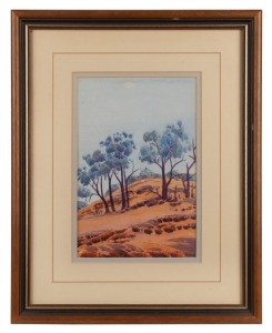 GUSTAV MALBUNKA (1909 - 1989), Central Australian landscape, watercolour, signed lower right, 29 x 19cm; overall 48 x 39cm.