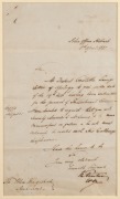 POLICE OFFICE HOBART. Single page manuscript letter dated 8th April 1835 from the Police Office in Hobart to the Chief Police Magistrate in Hobart Town, framed and mounted, 32 x 19cm visual, 47 x 33cm overall - 2