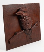 ROBERT PRENZEL&nbsp;kookaburra carved timber panel, early 20th century, ​​​​​​​33 x 35cm - 2