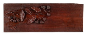 ROBERT PRENZEL gumnuts and leaves carved timber panel, early 20th century, 91 x 33cm
