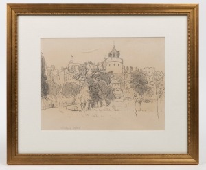 CHARLES WHEELER (1880-1977), Windsor Castle, pencil sketch, titled lower left, John Perry certificate verso, 19 x 25cm, 33 x 39cm overall