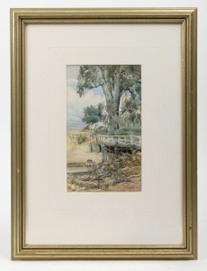 HARRY PELLING GILL (1855-1916), The Old Bridge, 1888, watercolour, artist monogram lower left and dated '88, ​​​​​​​22 x 13cm, 44 x 33cm overall