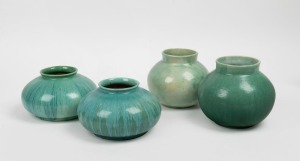 MELROSE WARE group of four assorted green glazed pottery vases, three examples stamped "Melrose Ware, Australian" the largest 15cm high