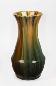 JOHN CAMPBELL green and yellow glazed pottery vase, incised "John Campbell, 1946", 34cm high