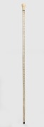 An antique walking stick with carved whale's tooth handle, baleen&nbsp;spacer and ferrule, on a segmented stingray vertebrae shaft, 19th century, 92cm high