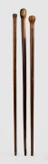 Three Australian walking sticks, blackwood, mulga and myrtle, 19th/20th century, ​​​​​​​the largest 92cm high