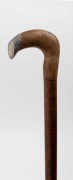 An antique walking stick with Tasmanian musk handle, engraved silver cap, on a fiddleback blackwood shaft with brass ferrule, 19th century, ​​​​​​​90cm high - 2