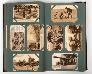 A large Art Deco album containing a collection of postcards, including military subjects, ethnographic types, humour, etc. (approx.200). The album is from the estate of General Walter Coxen, A.I.F., who commanded the largest aggregate of artillery on the 