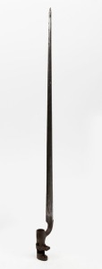 Antique English socket bayonet with War Department "W. D." and broad arrow marks, made for a Martini-Henry rifle, 63cm long