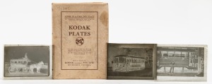 MELBOURNE TRAMS: A small collection of glass-plate negatives circa 1910s-20s, (seven different), various sizes.