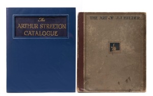 "THE ARTHUR STREETON CATALOGUE" limited edition 378/500, signed by Arthur Streeton, [Melbourne, 1935], blue hard-cover with embossed title in window mount, good firm copy with original D/J. Together with "THE ART OF J.J. HILDER" by Sydney Ure Smith & Bert