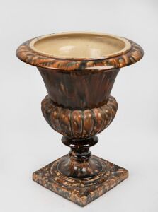 BENDIGO POTTERY antique terrace urn, 19th century, 37cm high, 30cm diameter