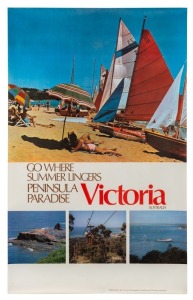 VICTORIA: Photographic poster titled "Go where summer lingers. Peninsula paradise". Published by the Tourist Development Authority of Victoria, Australia.  99 x 62.5cm 