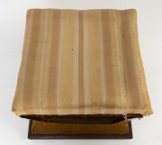 A Colonial Australian cedar sarcophagus shaped storage box footstool, upholstered in what appears to be original gold velvet and later Regency striped fabric, mid 19th century, 45cm high, 52cm deep, 50cm deep - 2