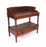 An antique jarrah washstand with single drawer and gallery back, Western Australian origin, 19th century, 91cm high, 91cm wide, 45cm deep