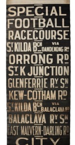 Melbourne Tram Destination Roll: Football, Racecourse, St.K Junction, Camberwell, Orrong Rd, Etc, 20th Century, 830 X 100cm