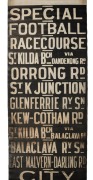 MELBOURNE TRAM DESTINATION ROLL:&nbsp;FOOTBALL, RACECOURSE, ST.K JUNCTION, CAMBERWELL, ORRONG&nbsp;RD, etc, 20th century, 830 x 100cm