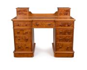 An antique Australian huon pine twin pedestal dressing table and toiletry dressing mirror with ornately carved supports and feet, 19th century, the mirror 88cm high, 64cm wide, 31cm deep, the base 93cm high, 120cm wide, 61cm deep - 6